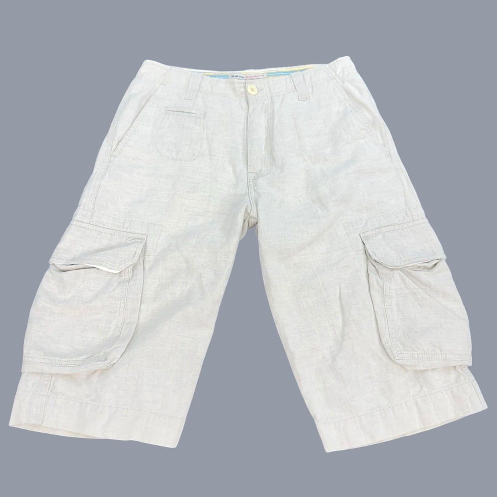 Salsa Cargo Shorts Linen Blend Beige Men's 30 Resort Wear Beach Country Club‎